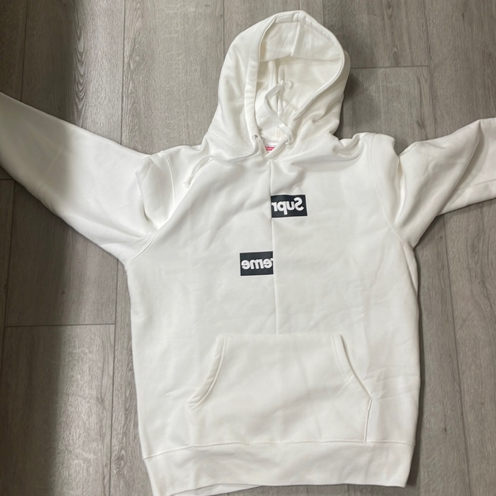 Supreme X Comme des Garcons SHIRT Split Box Logo Hooded Sweatshirt White…
